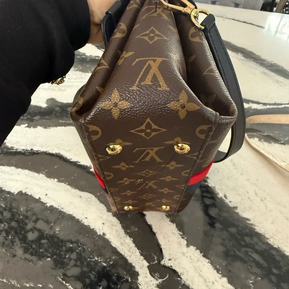 Louis Vuitton Georges Monogram BB Tote with Red and Blue Stripe with Top Handle - Picture 9 of 14